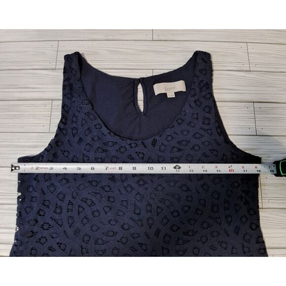 LOFT Lace Overlay Tank -Navy- Medium- boho, chic, feminine, casual, dressy - Picture 8 of 8
